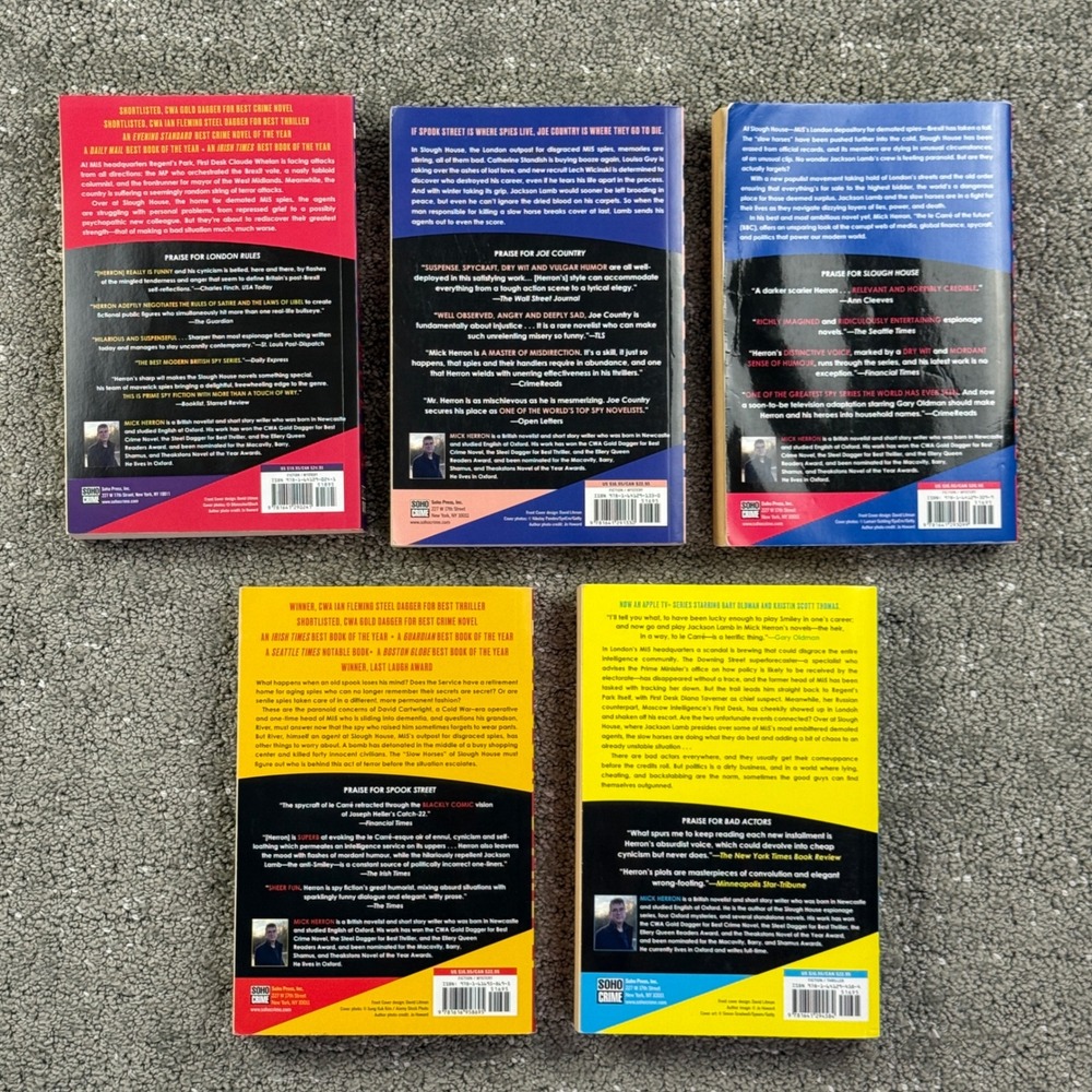 Mick Herron Slough House 5 Book Lot Slow Horses Series 4-8 Soho Crime Paperback - Picture 3 of 6